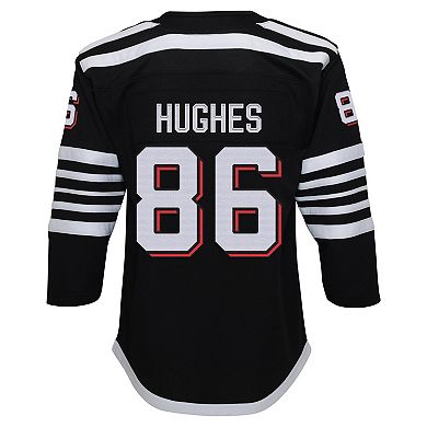 Youth Jack Hughes Black New Jersey Devils Alternate Replica Player Jersey