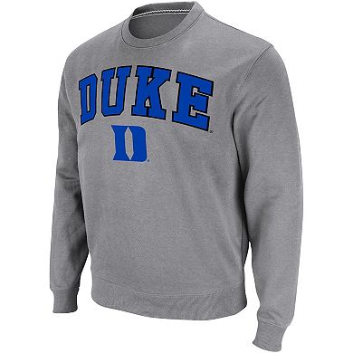 Men's Colosseum Heather Gray Duke Blue Devils Arch & Logo Pullover Sweatshirt
