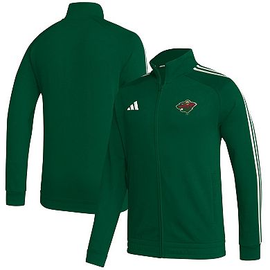 Men's adidas  Green Minnesota Wild Raglan Full-Zip Track Jacket