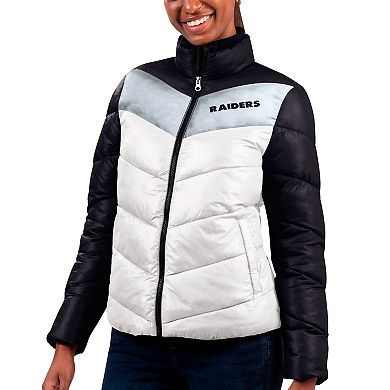 Women's G-III 4Her by Carl Banks White/Black Las Vegas Raiders New Star Quilted Full-Zip Jacket