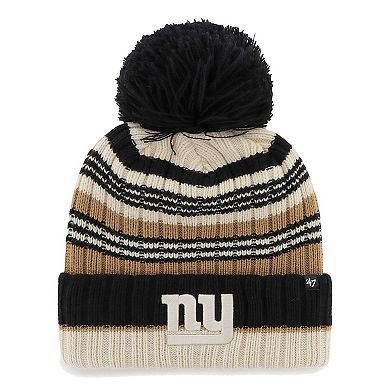 Women's '47 Natural New York Giants Barista Cuffed Knit Hat with Pom