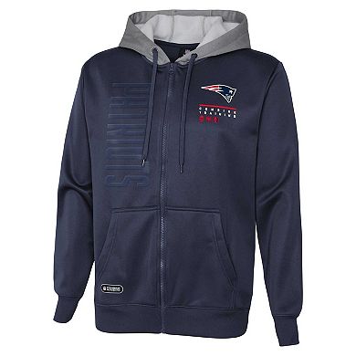 Men's Navy New England Patriots Combine Authentic Field Play Full-Zip Hoodie Sweatshirt