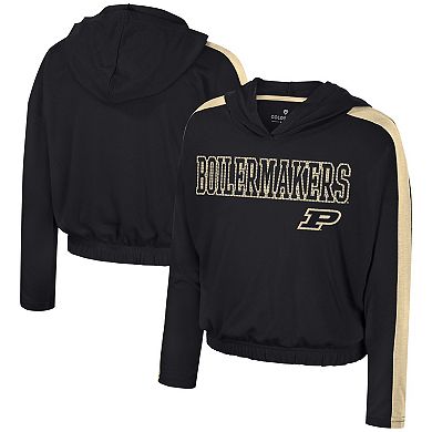 Girls Youth Colosseum Black Purdue Boilermakers Illumination Long Sleeve Hoodie T-Shirt