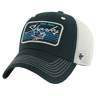 Men's '47  Black San Jose Sharks Five Point Patch Clean Up Adjustable Hat