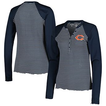 Women's Antigua Navy Chicago Bears Maverick Waffle Henley Long Sleeve T-Shirt
