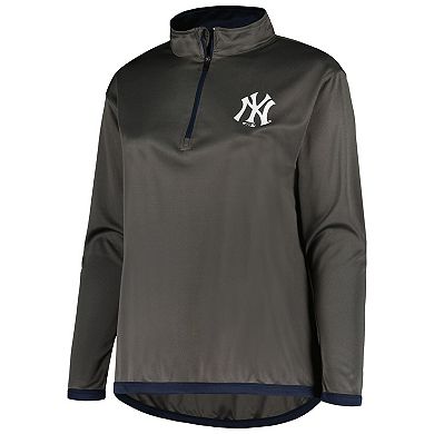 Women's Profile Charcoal New York Yankees Plus Size Quarter-Zip Jacket
