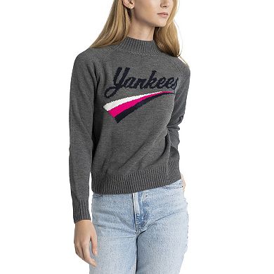 Women's Lusso Gray New York Yankees Serena Raglan Pullover Sweater