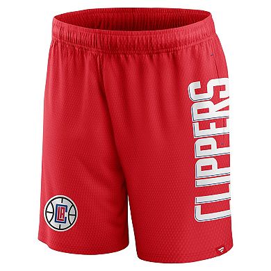 Men's Fanatics Branded Red LA Clippers Post Up Mesh Shorts