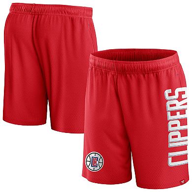 Men's Fanatics Branded Red LA Clippers Post Up Mesh Shorts
