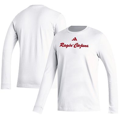 Men's adidas  White Louisiana Ragin' Cajuns Vault Script Creator Long Sleeve T-Shirt