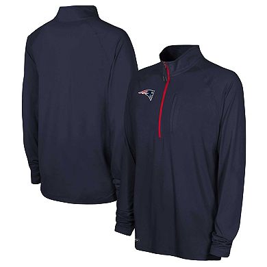 Men's Navy New England Patriots Combine Authentic Raglan Quarter-Zip Top