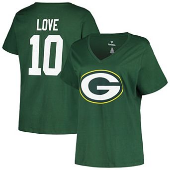 Women's Fanatics Branded Jordan Love Green Green Bay Packers Plus Size Player Name & Number V-Neck T-Shirt