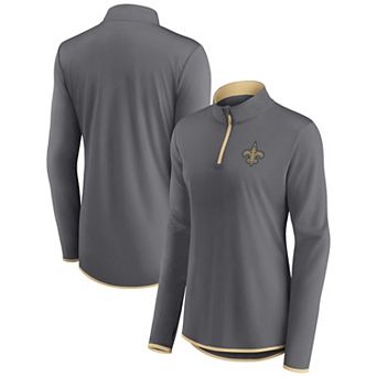 Women's Fanatics Branded Gray New Orleans Saints Corner Long Sleeve 1/4 Zip Top