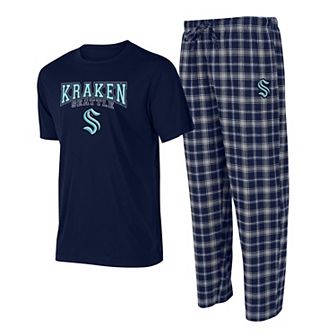 Men's Concepts Sport Deep Sea Blue/Gray Seattle Kraken Arctic T-Shirt & Pajama Pants Sleep Set