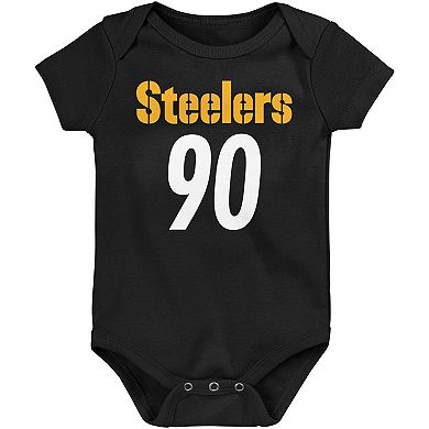Infant T.J. Watt Black Pittsburgh Steelers Mainliner Player Name & Number Bodysuit