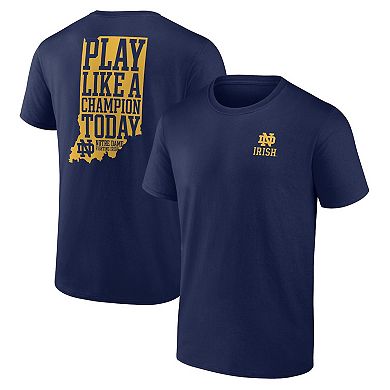 Men's Fanatics Branded Navy Notre Dame Fighting Irish Hometown Play Like A Champion Today 2-Hit T-Shirt