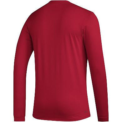 Men's adidas Red Louisville Cardinals Practice Basketball Pregame AEROREADY Long Sleeve T-Shirt