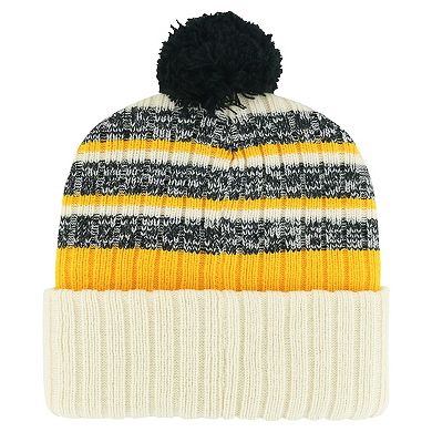 Men's '47 Cream Pittsburgh Penguins Tavern Cuffed Knit Hat with Pom