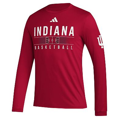 Men's adidas Crimson Indiana Hoosiers Practice Basketball Pregame AEROREADY Long Sleeve T-Shirt