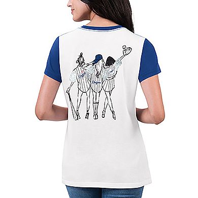 Women's G-III 4Her by Carl Banks White Los Angeles Dodgers Illustration Ringer T-Shirt