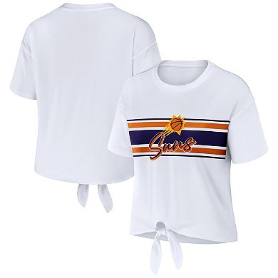 Women's WEAR by Erin Andrews  White Phoenix Suns Tie-Front T-Shirt