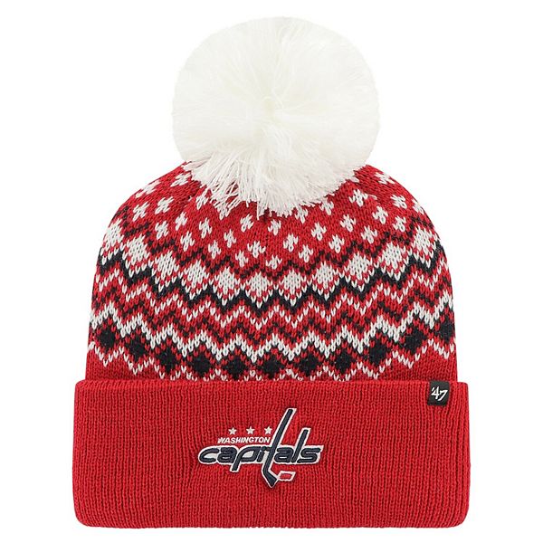 Women's '47 Red Washington Capitals Elsa Cuffed Knit Hat with Pom