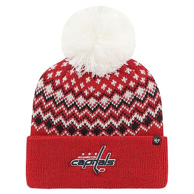 Women's '47 Red Washington Capitals Elsa Cuffed Knit Hat with Pom