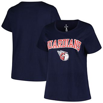 Women's Profile Navy Cleveland Guardians Plus Size Arch Logo T-Shirt