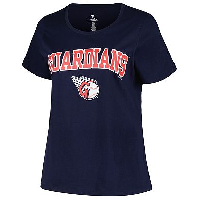 Women's Profile Navy Cleveland Guardians Plus Size Arch Logo T-Shirt