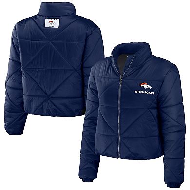 Women's WEAR by Erin Andrews  Navy Denver Broncos Cropped Puffer Full-Zip Jacket
