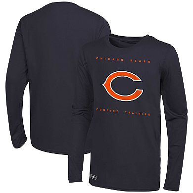 Men's Navy Chicago Bears Side Drill Long Sleeve T-Shirt