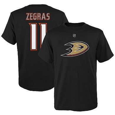 Youth Trevor Zegras Black Anaheim Ducks Player Name & Number T-Shirt