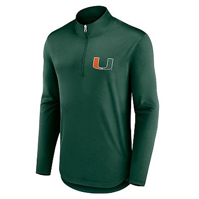 Men's Fanatics Branded Green Miami Hurricanes Quarterback Mock Neck Quarter-Zip Top