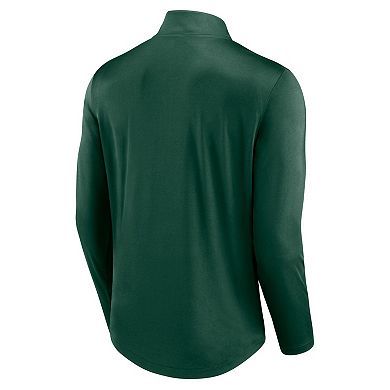 Men's Fanatics Branded Green Miami Hurricanes Quarterback Mock Neck Quarter-Zip Top