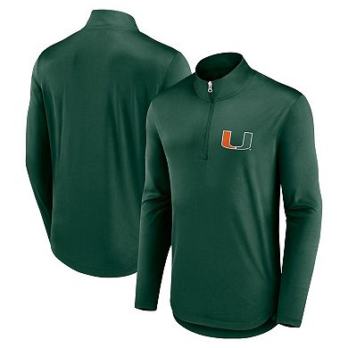 Men's Fanatics Branded Green Miami Hurricanes Quarterback Mock Neck Quarter-Zip Top