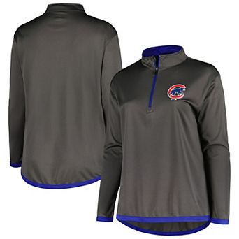 Women's Profile Charcoal Chicago Cubs Plus Size Quarter-Zip Jacket