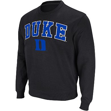 Men's Colosseum Black Duke Blue Devils Arch & Logo Pullover Sweatshirt
