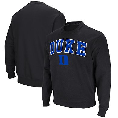 Men's Colosseum Black Duke Blue Devils Arch & Logo Pullover Sweatshirt
