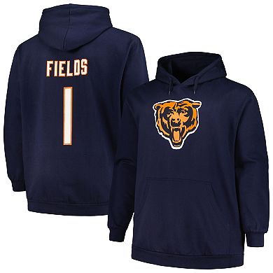 Men's Fanatics Branded Justin Fields Navy Chicago Bears Big & Tall Fleece Name & Number Pullover Hoodie