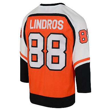 Youth Mitchell & Ness Eric Lindros Orange Philadelphia Flyers 1996 Blue Line Player Jersey