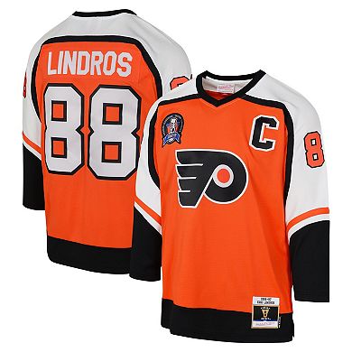 Youth Mitchell & Ness Eric Lindros Orange Philadelphia Flyers 1996 Blue Line Player Jersey