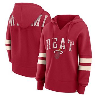 Women's Fanatics Branded Red Miami Heat Bold Move Dolman V-Neck Pullover Hoodie