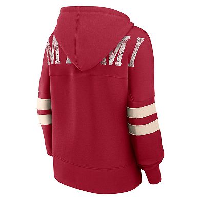 Women's Fanatics Branded Red Miami Heat Bold Move Dolman V-Neck Pullover Hoodie