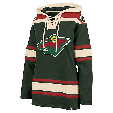 Women's '47 Green Minnesota Wild Superior Lacer Pullover Hoodie