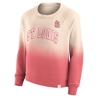 Women's Fanatics Branded Tan/Red St. Louis Cardinals Luxe Lounge Arch Raglan Pullover Sweatshirt