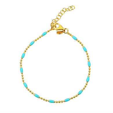 18k Gold-Plated Sterling Silver Blue Enamel Necklace & Bracelet Set
