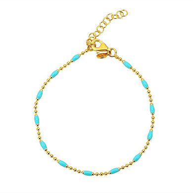 Argento Forte 18k Gold-Plated Sterling Silver Blue Enamel Necklace & Bracelet Set