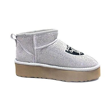 Women's Cuce Silver Las Vegas Raiders Crystal Platform Boots