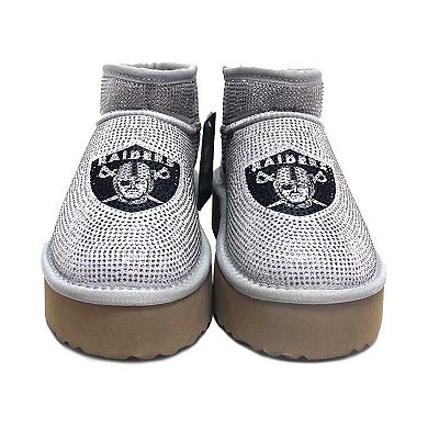 Women's Cuce Silver Las Vegas Raiders Crystal Platform Boots