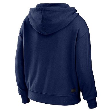 Women's WEAR by Erin Andrews Navy/White New England Patriots Plus Size Color Block Full-Zip Hoodie